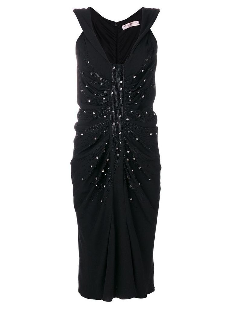 Christian Dior pre-owned embellished ruched dress - Black