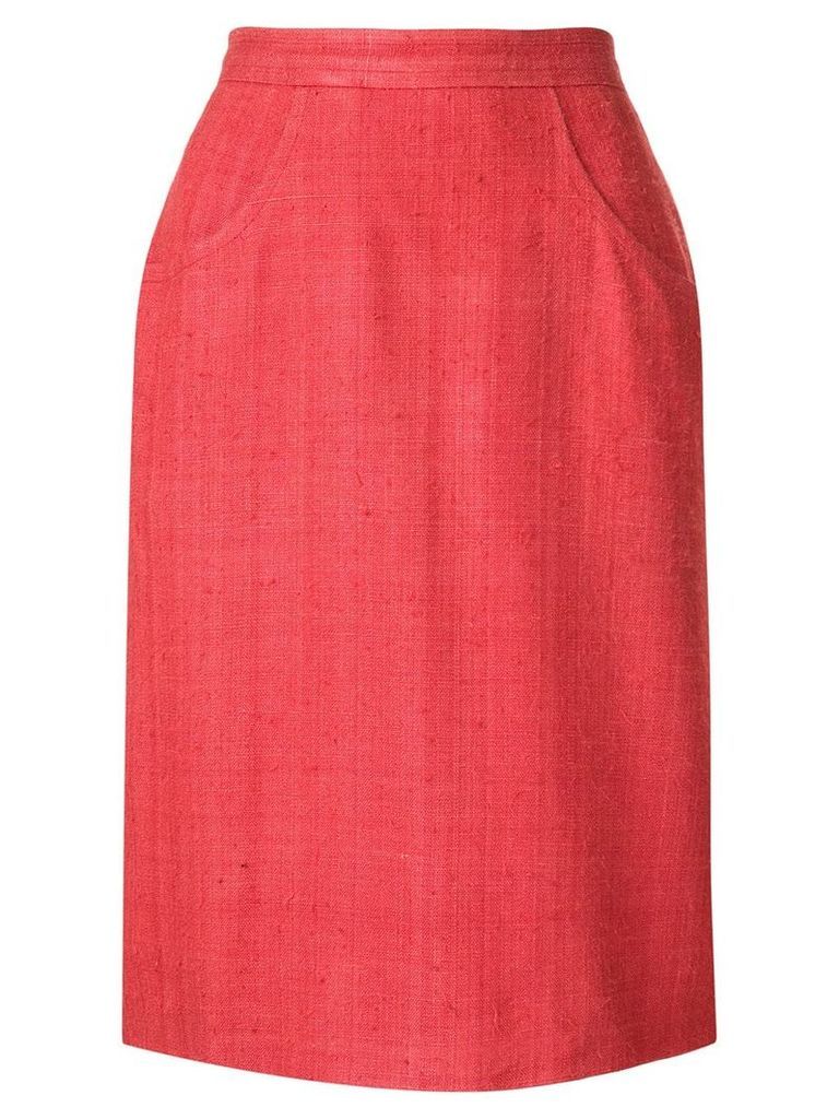 Yves Saint Laurent Pre-Owned straight distressed skirt - Red
