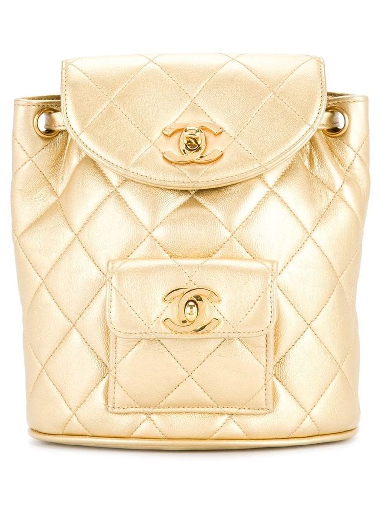 Chanel Pre-Owned 1991-1994 quilted chained backpack - Metallic