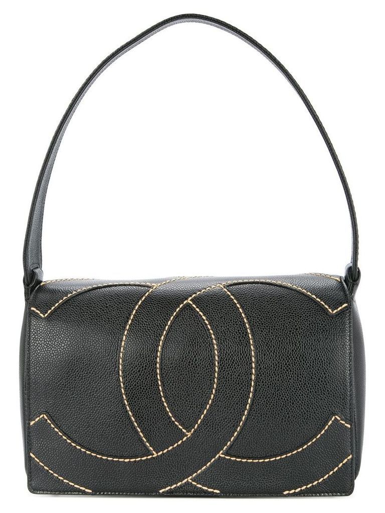 Chanel Pre-Owned 2004-2005 stitched logo shoulder bag - Black