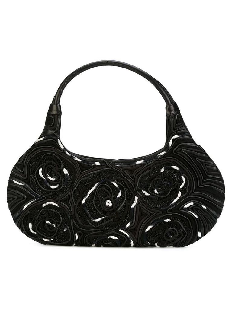 Giorgio Armani Pre-Owned contrast trim floral handbag - Black