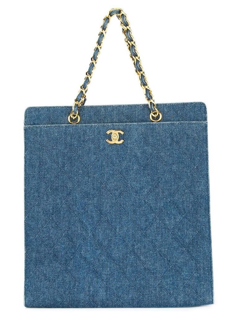Chanel Pre-Owned 1997-1999 CC chain denim tote bag - Blue