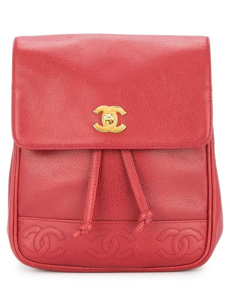 Chanel Pre-Owned 1996-1997 CC logos chain backpack - Red