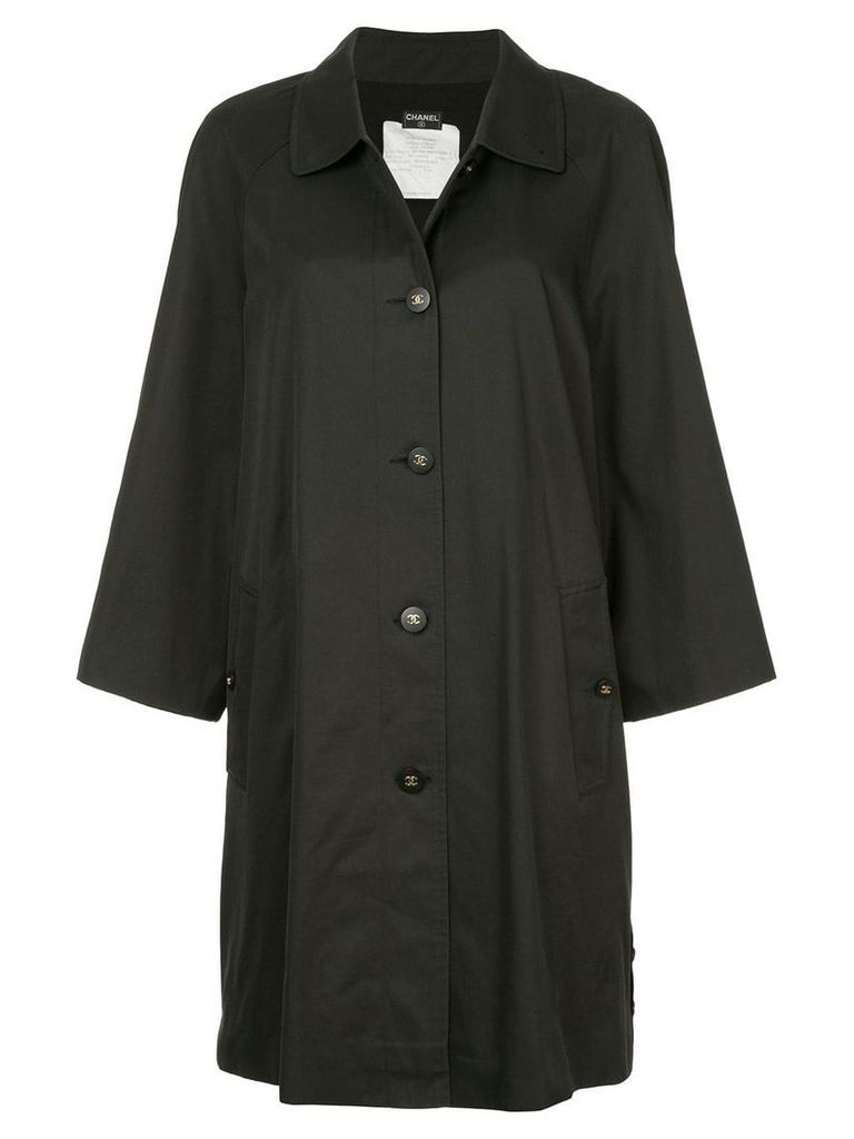 Chanel Pre-Owned minimalist midi trench coat - Black