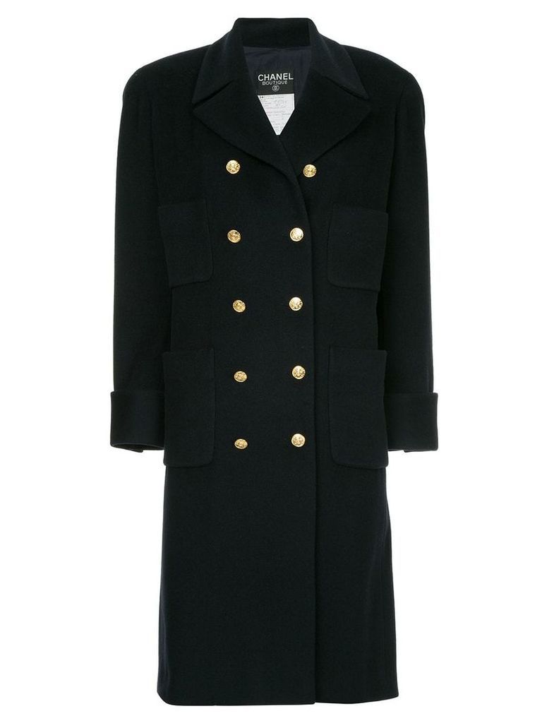 Chanel Pre-Owned cashmere double breasted coat - Blue
