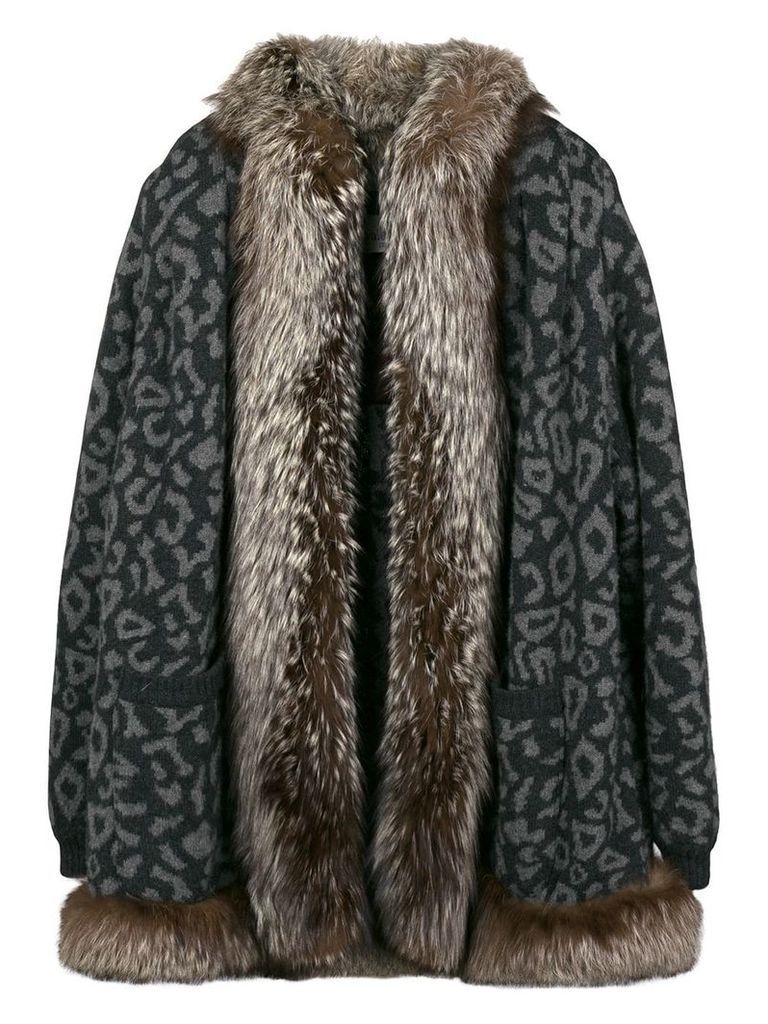 Valentino Pre-Owned leopard print fur coat - Grey