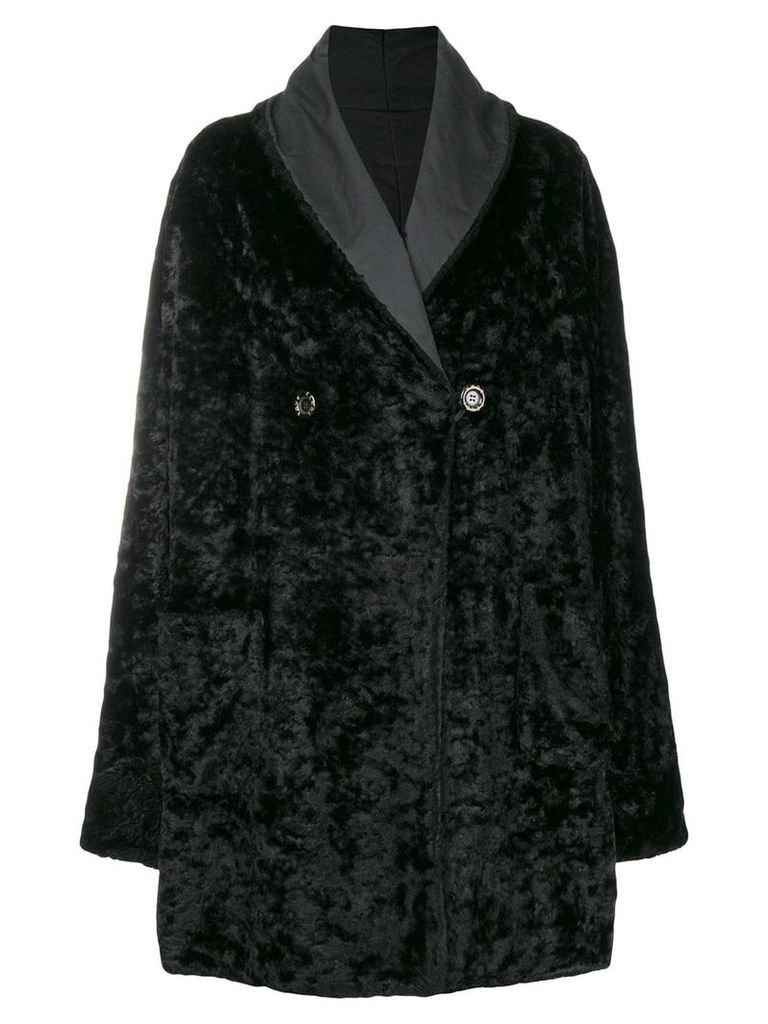 Fendi Pre-Owned fur effect boxy coat - Black