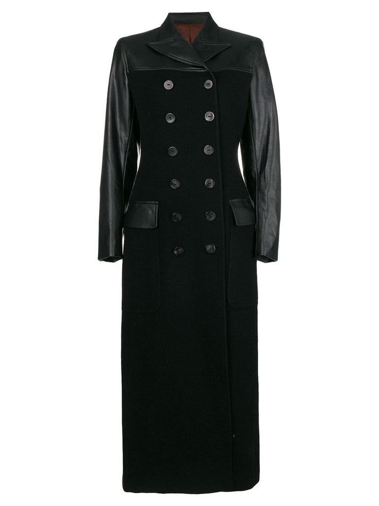 Jean Paul Gaultier Pre-Owned faux leather long coat - Black