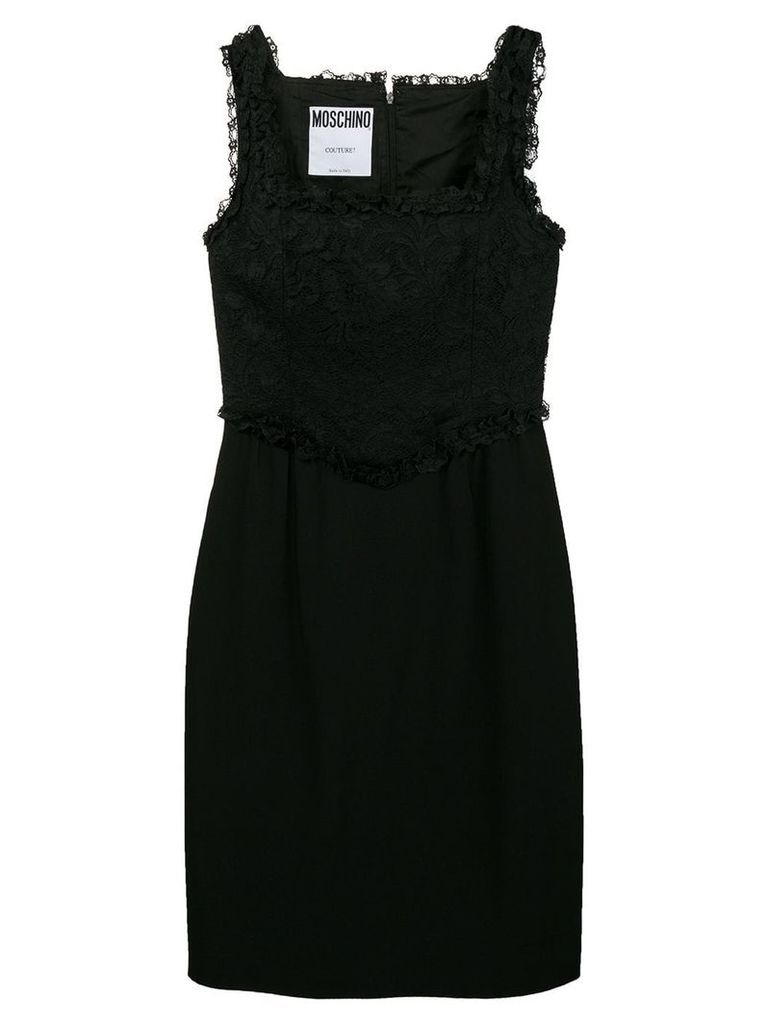 Moschino Pre-Owned lace panel short dress - Black
