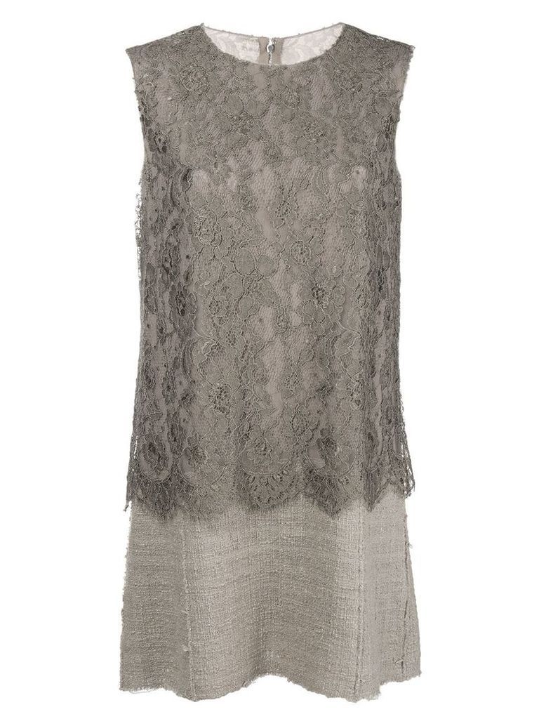 Dolce & Gabbana Pre-Owned lace panel short dress - Brown