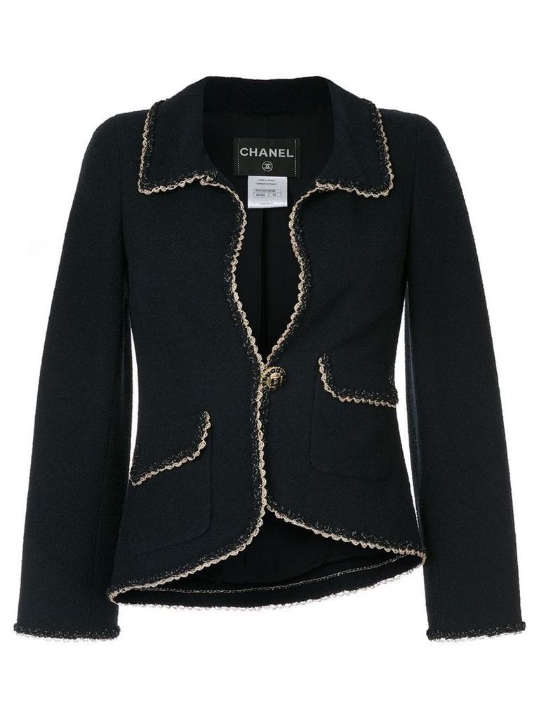 Chanel Pre-Owned trimmed detailing blazer - Blue