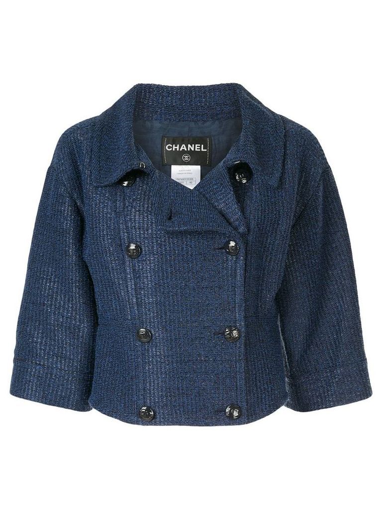 Chanel Pre-Owned double-breasted cropped jacket - Blue