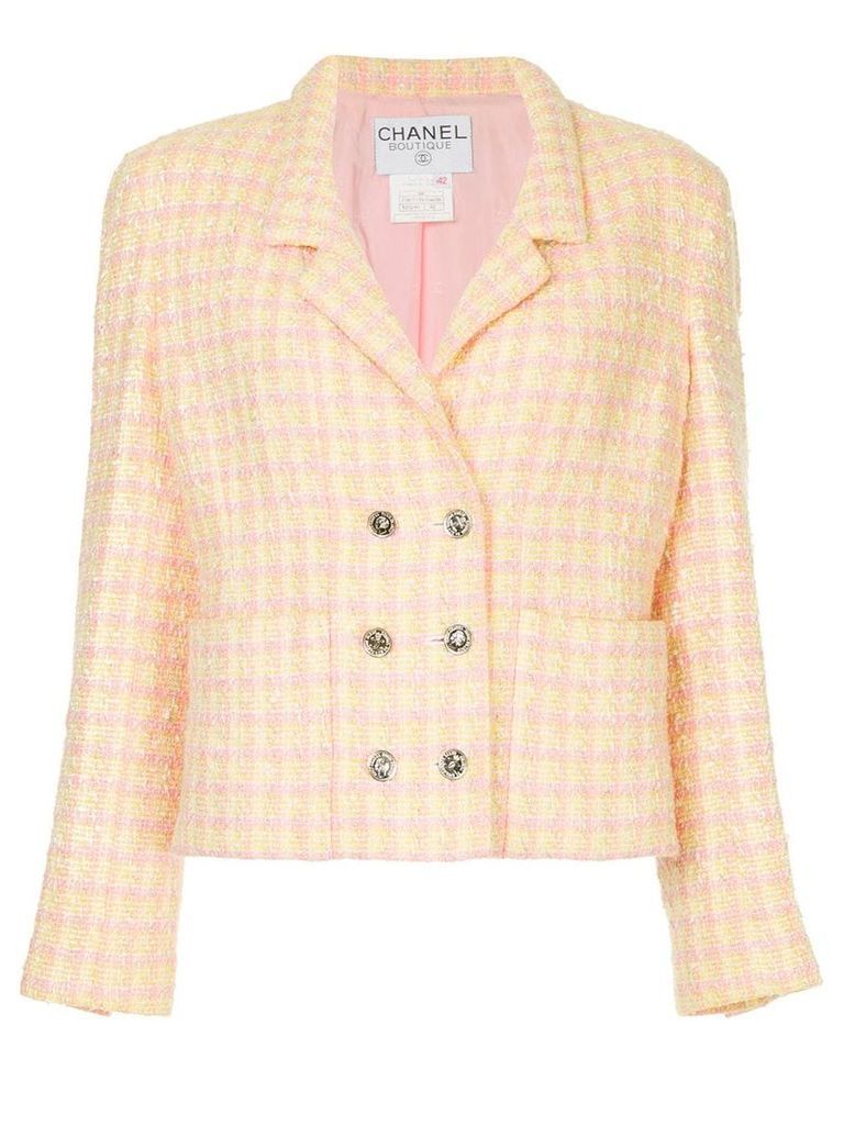 Chanel Pre-Owned 1996 plaid double-breasted jacket - Yellow