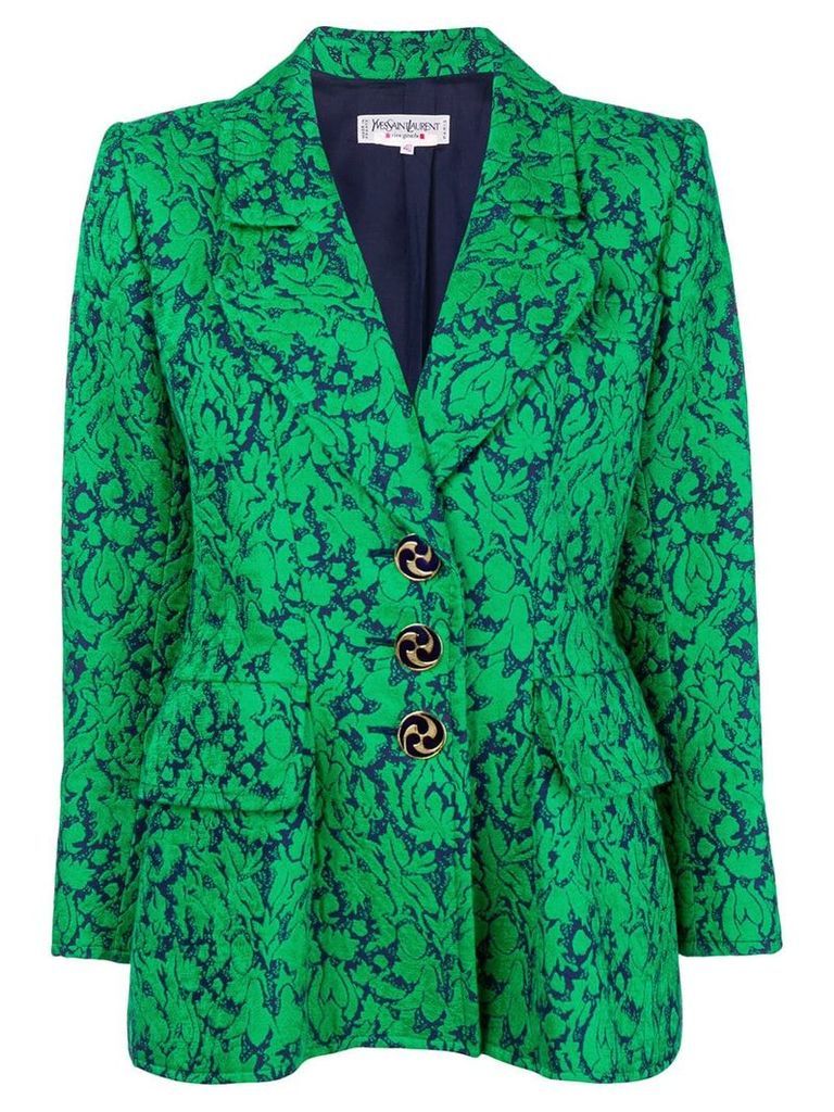 Yves Saint Laurent Pre-Owned floral-jacquard blazer - Green