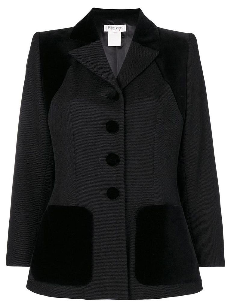 Yves Saint Laurent Pre-Owned textured-panel jaket - Black