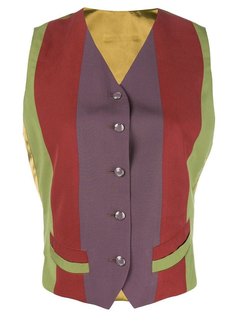 Jean Paul Gaultier Pre-Owned colour block waistcoat - Green