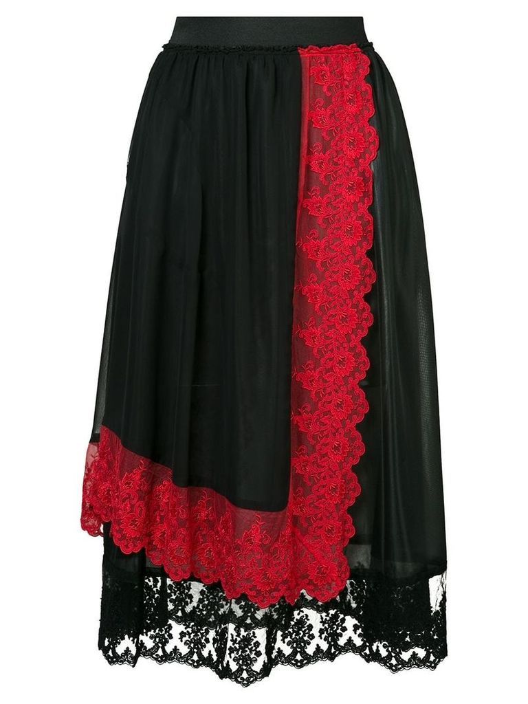 Comme Des Garçons Pre-Owned lace detail layered skirt - Black