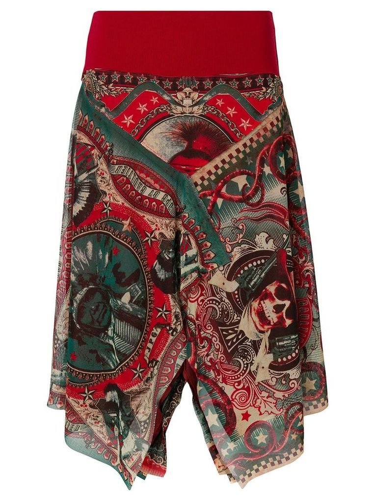 Jean Paul Gaultier Pre-Owned sheer printed skirt - Red