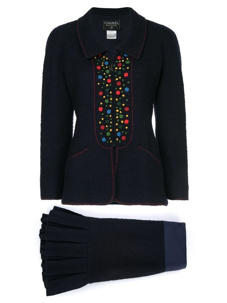 Chanel Pre-Owned dots detail skirt suit - Blue