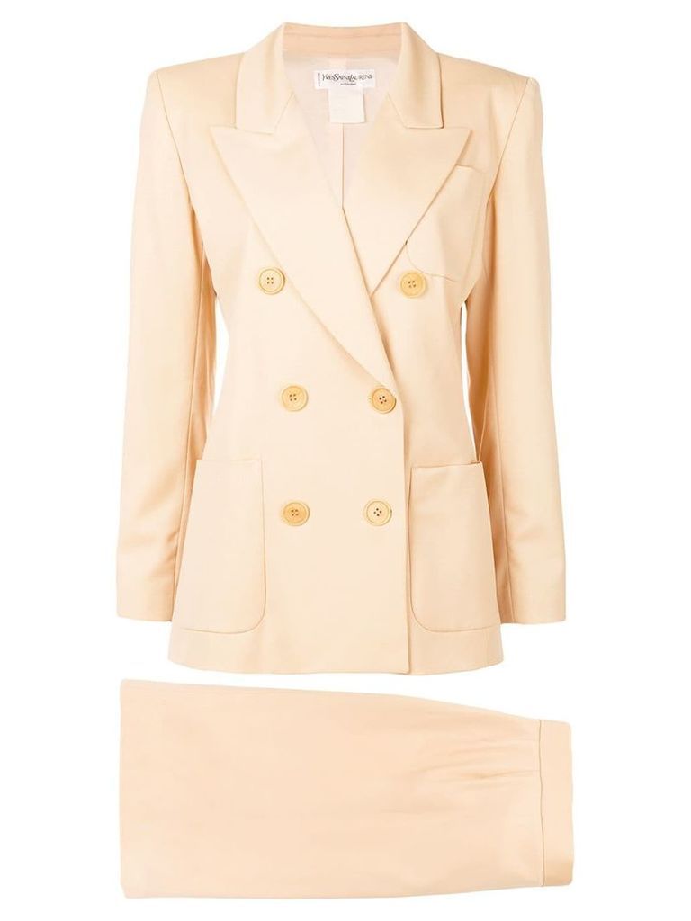 Yves Saint Laurent Pre-Owned double-breasted skirt suit - Yellow