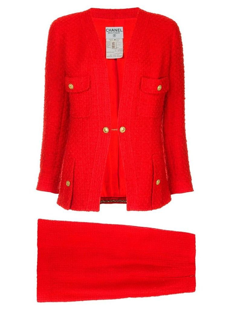 Chanel Pre-Owned waffle texture skirt suit - Red