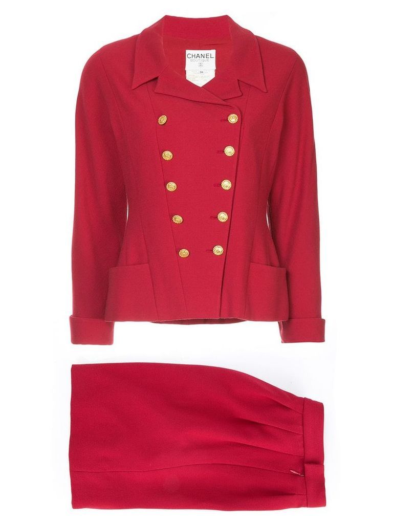 Chanel Pre-Owned double-breasted skirt suit - Red