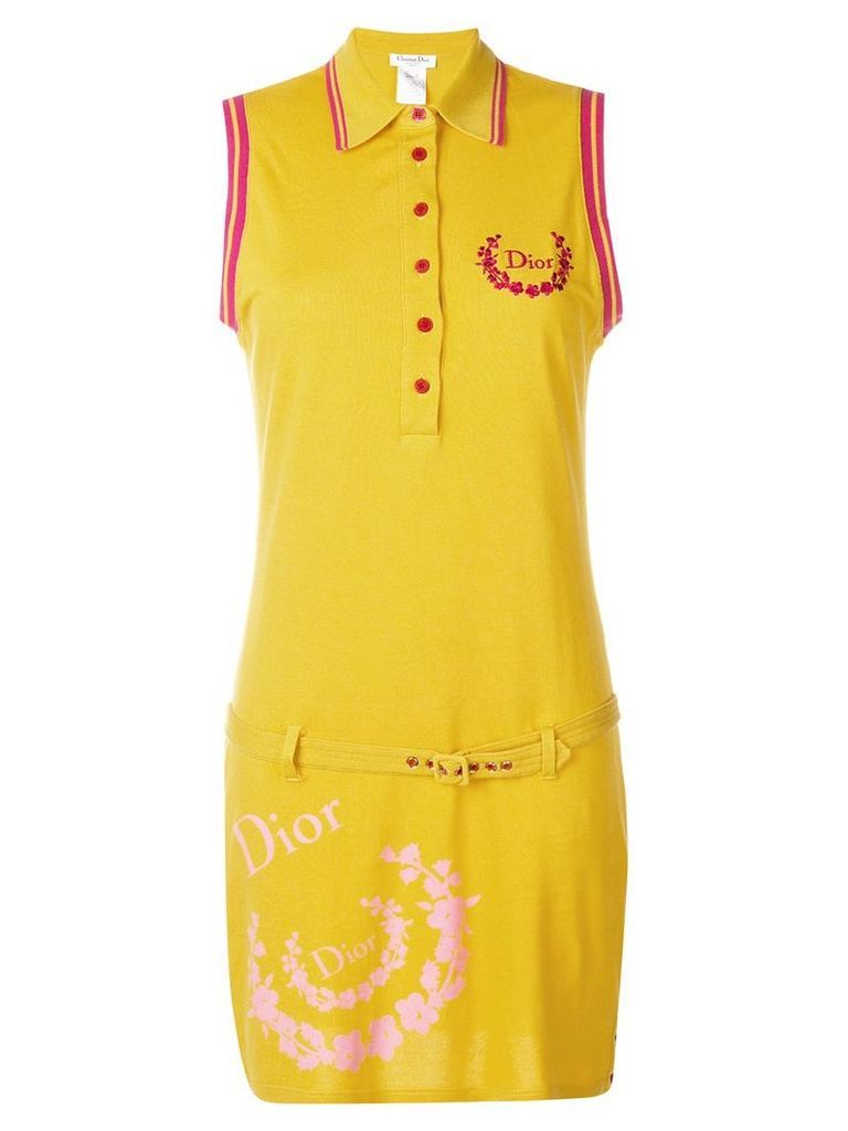 Christian Dior Pre-Owned sleeveless belted polo dress - Yellow