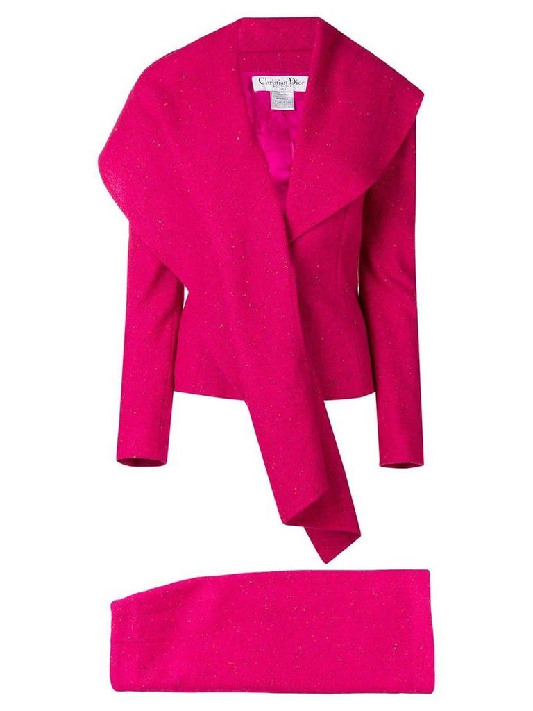 Christian Dior pre-owned waterfull lapel skirt suit - PINK
