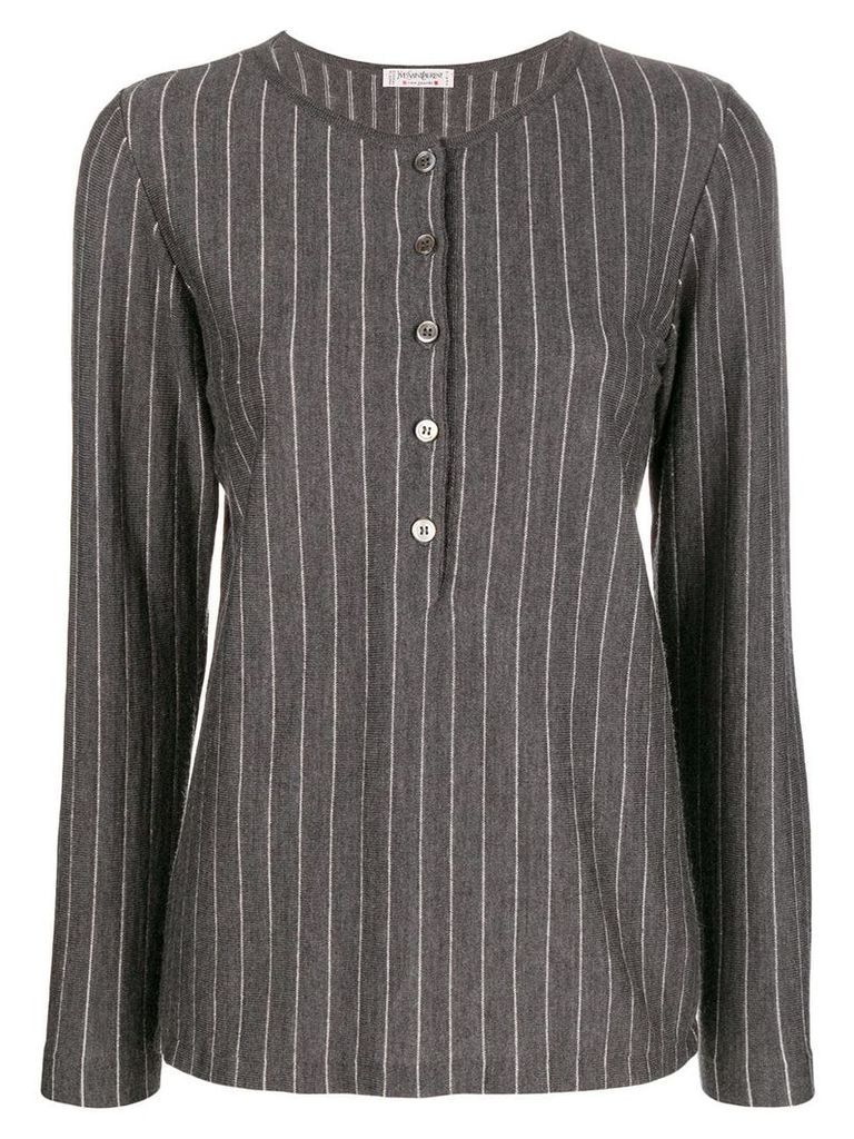 Yves Saint Laurent Pre-Owned 1970's pinstripe buttoned blouse - Grey