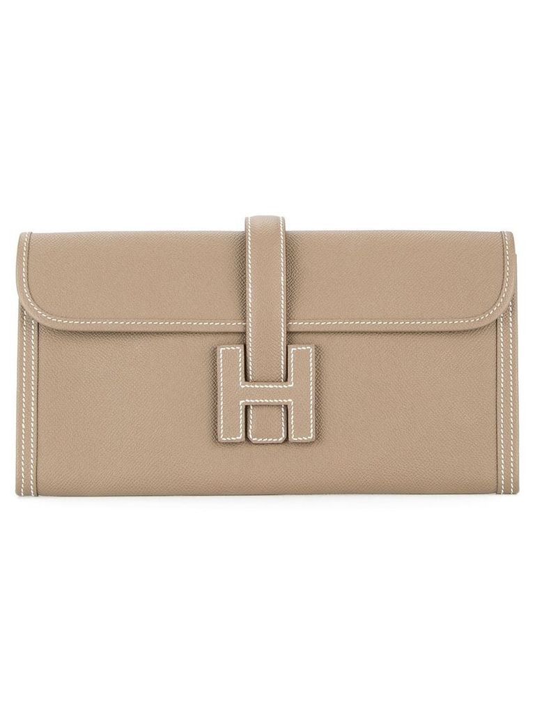 Hermès Pre-Owned 2014 Jige Elan H logos clutch hand bag - Brown