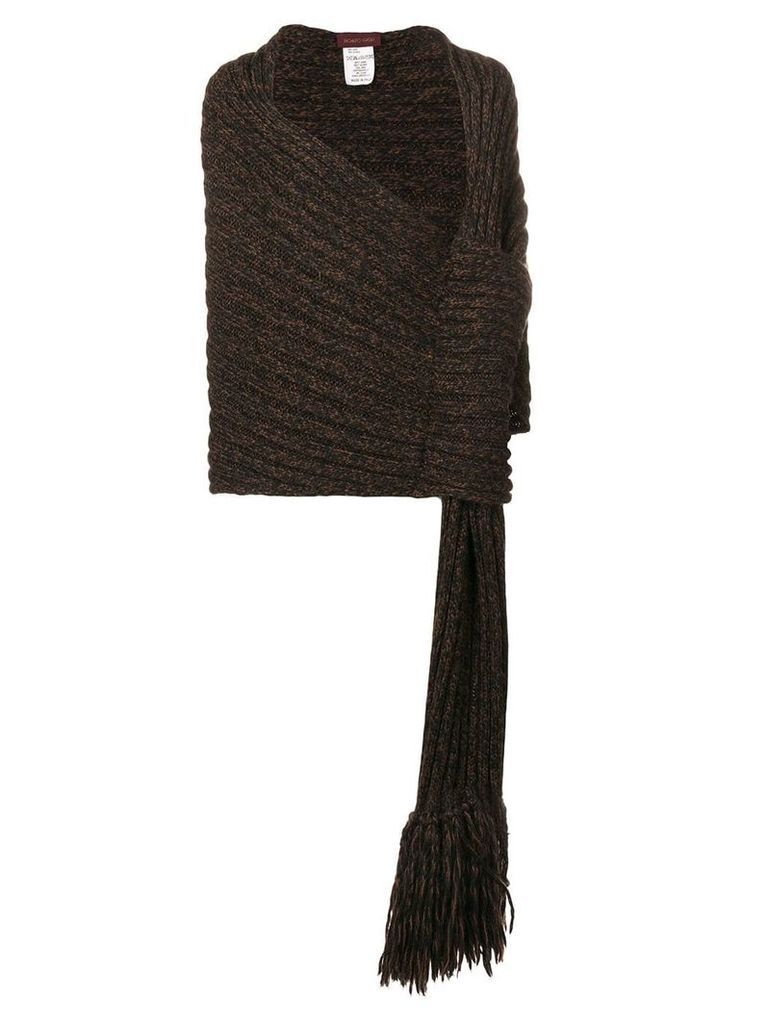 Romeo Gigli Pre-Owned 1990's ribbed wrapped shawl - Brown