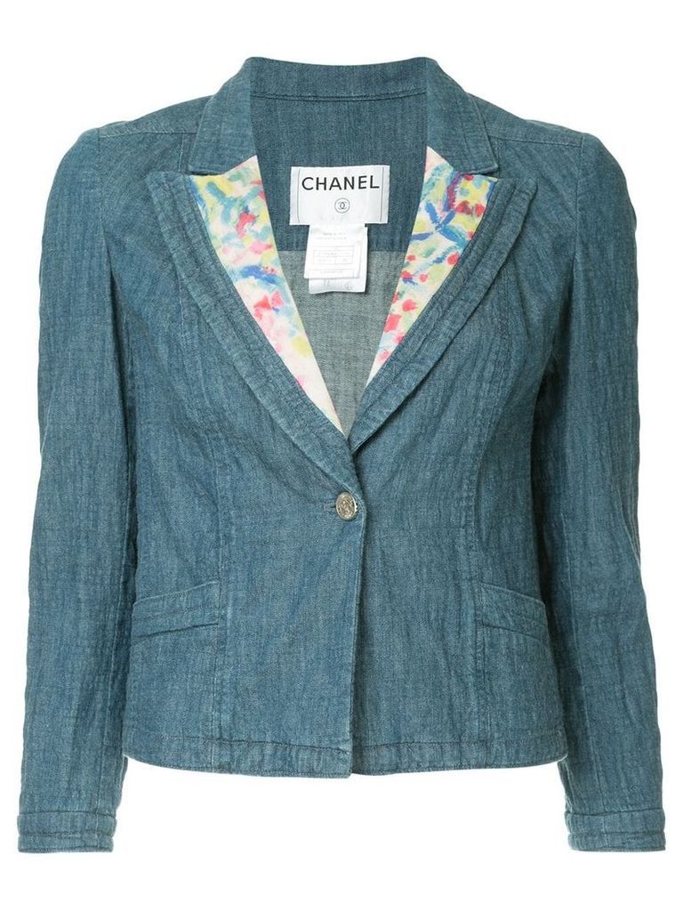 Chanel Pre-Owned CC logos one button basic jacket - Blue