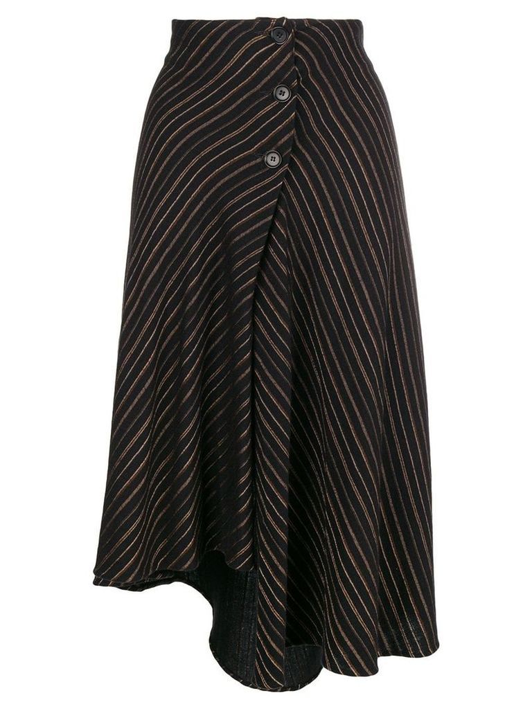 Romeo Gigli Pre-Owned 1990's striped asymmetric skirt - Black