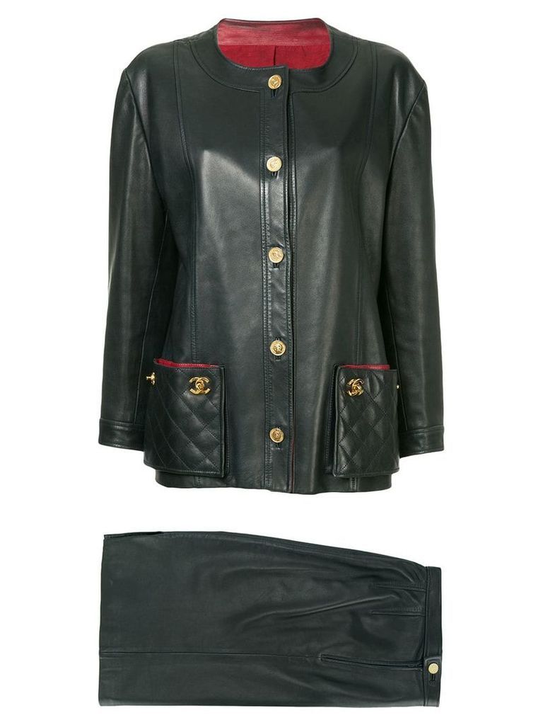 Chanel Pre-Owned CC setup suit jacket skirt - Blue