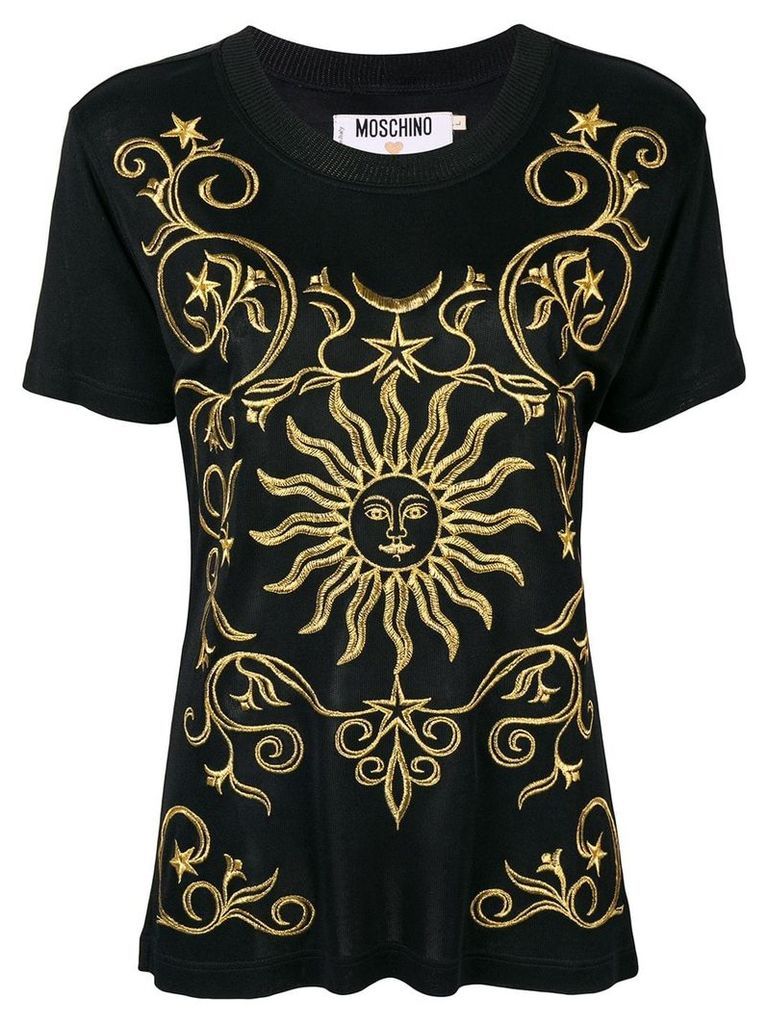 Moschino Pre-Owned gold-tone embroidery T-shirt - Black