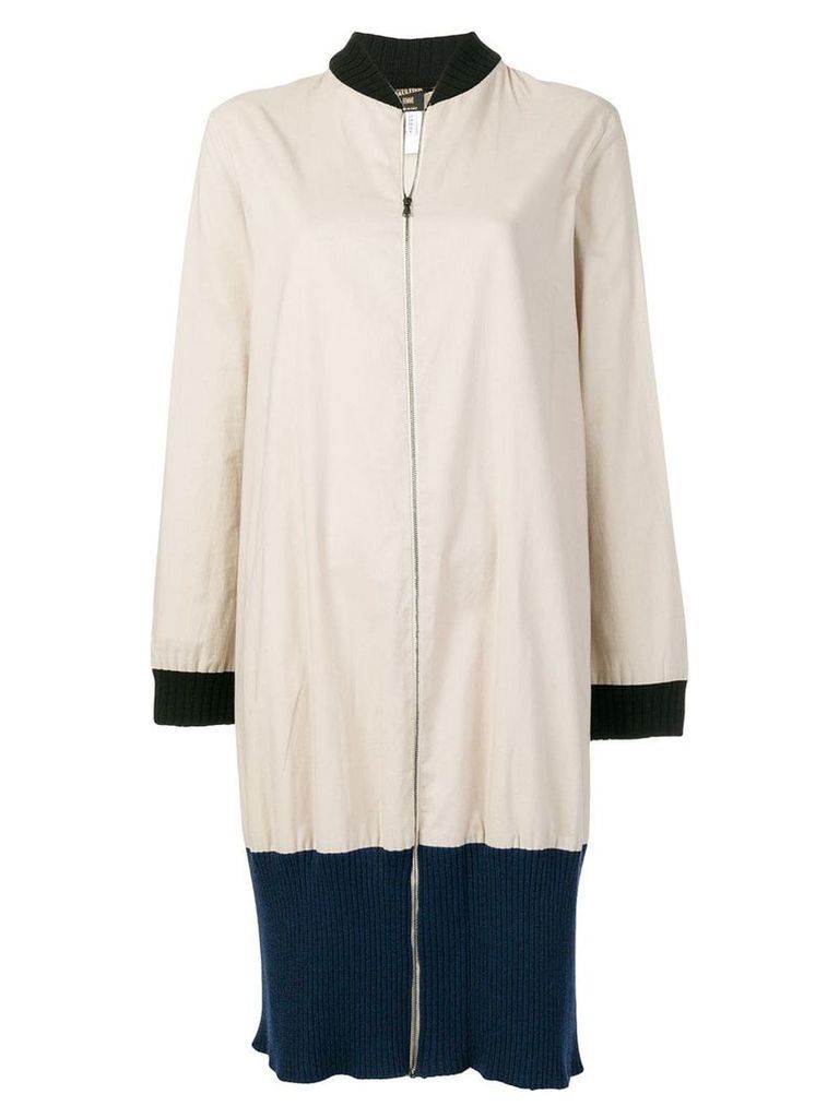 Jean Paul Gaultier Pre-Owned colour block zipped coat - NEUTRALS