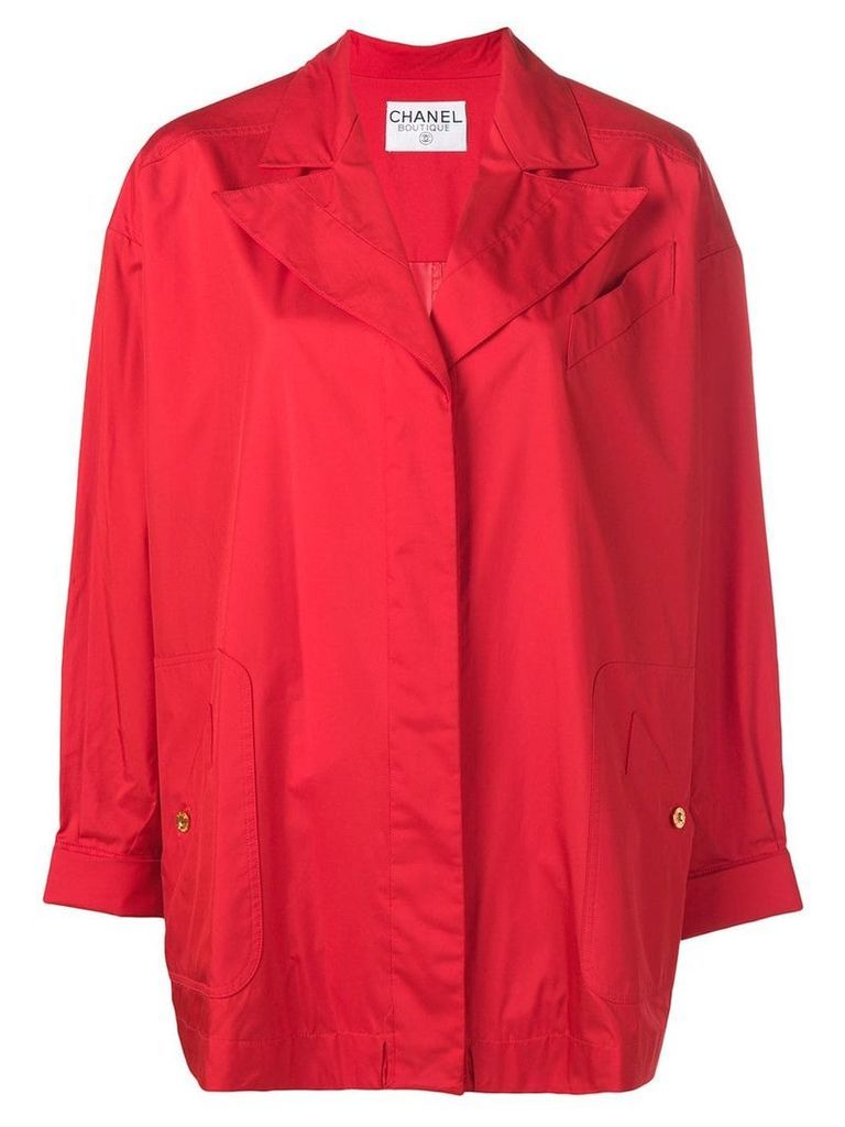 Chanel Pre-Owned concealed fastening midi coat - Red