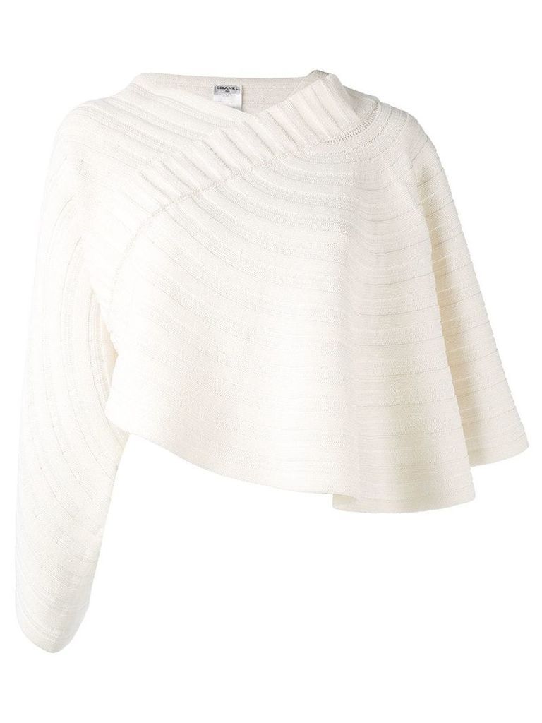 Chanel Pre-Owned cape embroidered blouse - NEUTRALS