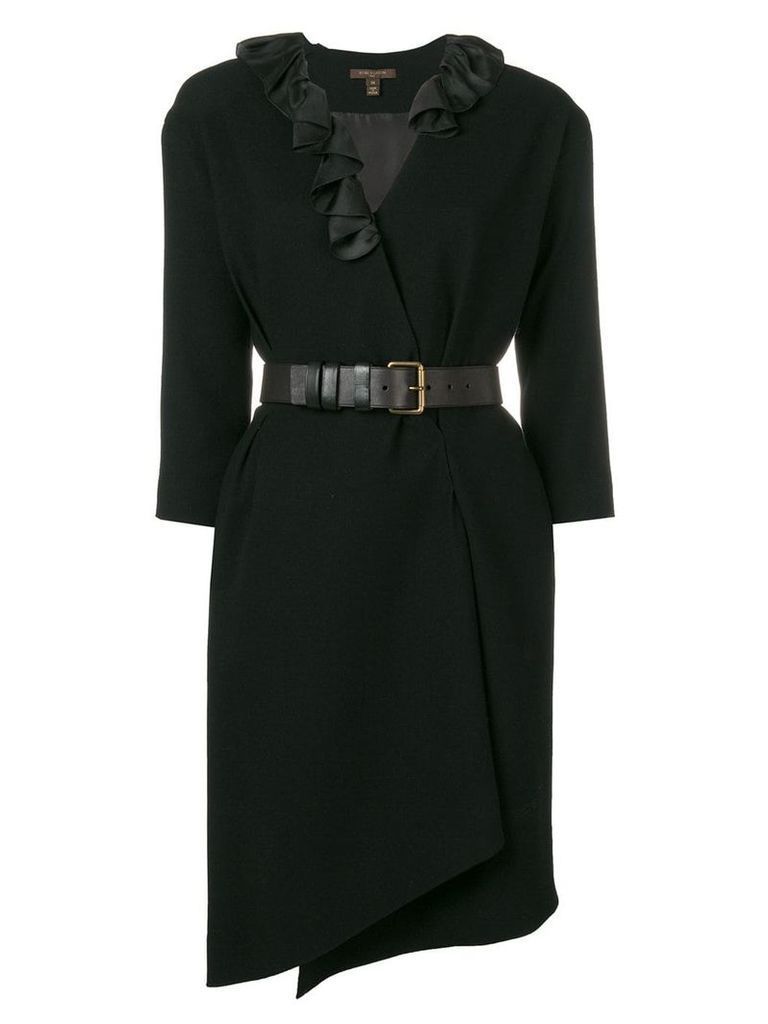 Louis Vuitton Pre-Owned ruffled belted dress - Black