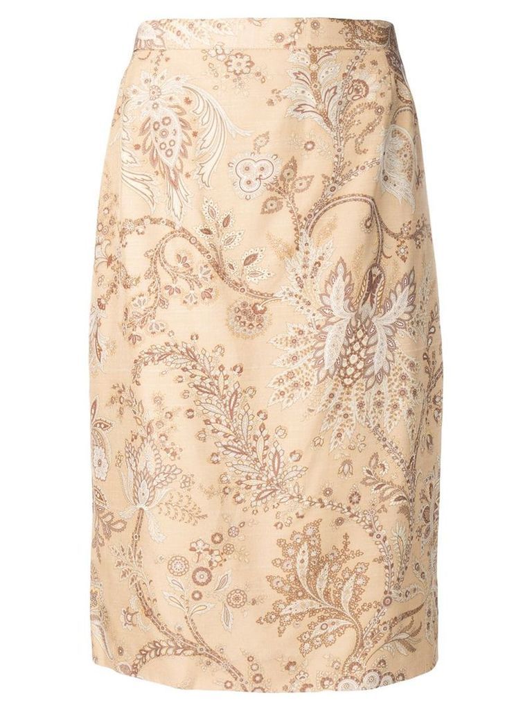 Valentino Pre-Owned 1980's floral straight skirt - NEUTRALS