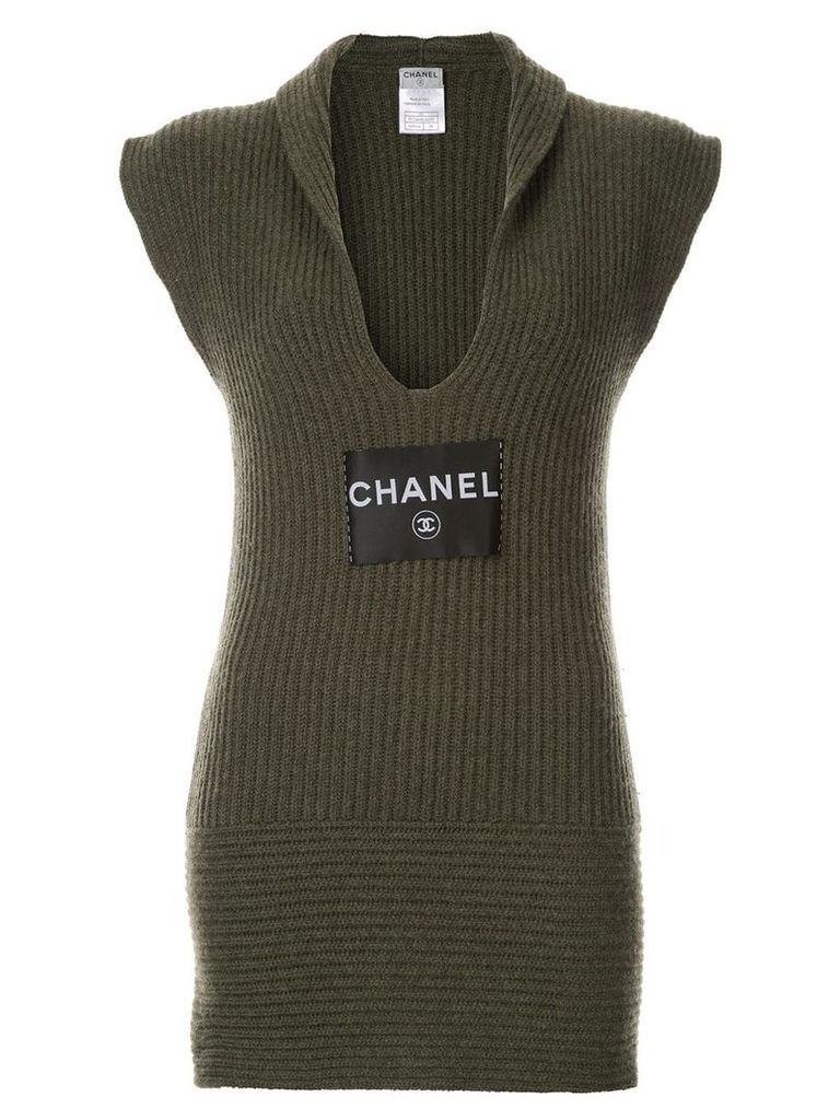 Chanel Pre-Owned rib knit sleeveless dress - Green