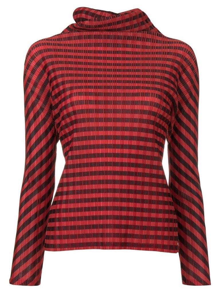 Issey Miyake Pre-Owned Pleats Please striped roll neck top - Red