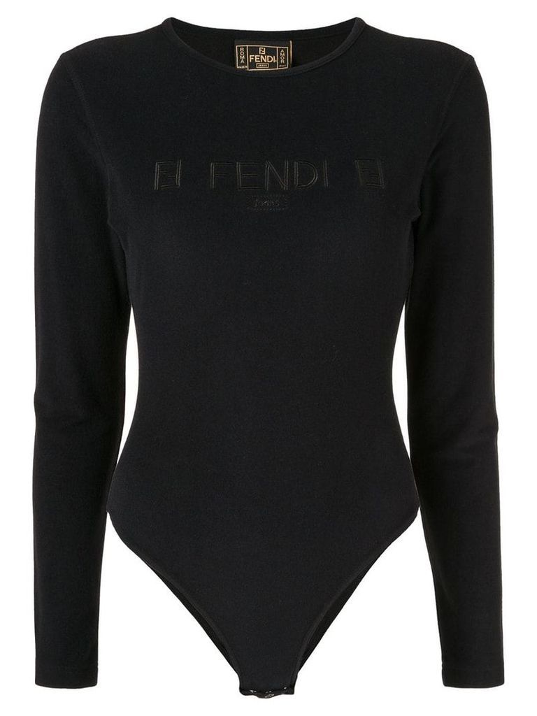 Fendi Pre-Owned long-sleeved logo bodysuit - Black