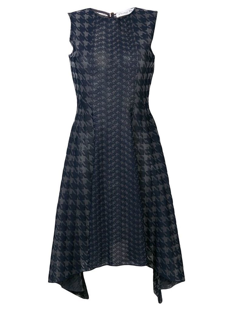 Christian Dior pre-owned houndstooth knit dress - Blue