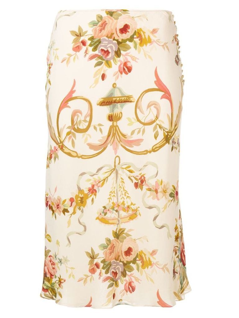 Christian Dior floral midi skirt - NEUTRALS