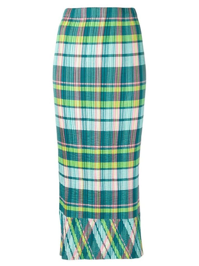 Issey Miyake Pre-Owned plissé Madras check skirt - Green