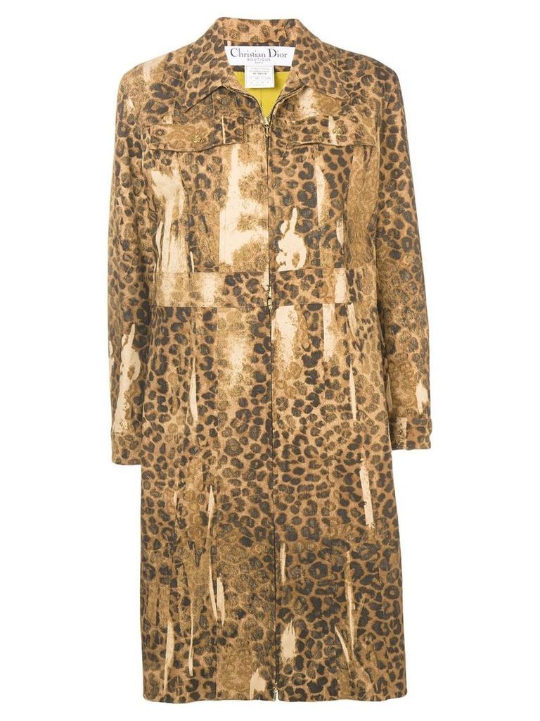 Christian Dior pre-owned leopard print coat - Brown