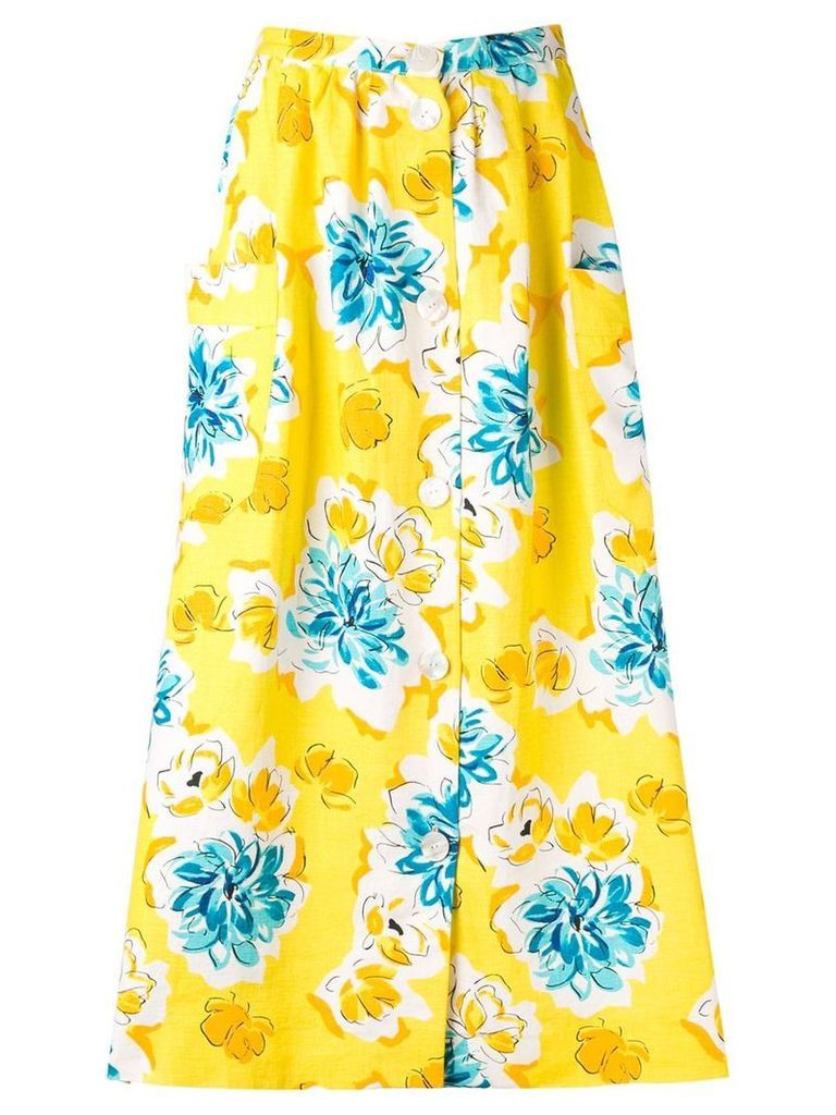 Céline Pre-Owned 1970s pre-owned floral print skirt - Yellow