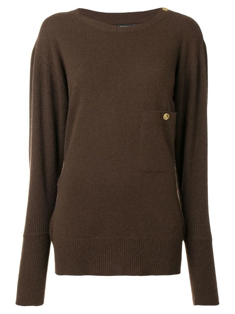 Chanel Pre-Owned 1980's buttoned shoulder slouchy jumper - Brown