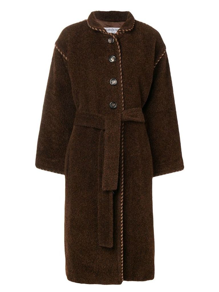 Yves Saint Laurent Pre-Owned 1990's long belted coat - Brown